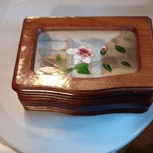 Elegant Wooden Jewelry Box with Floral Inlay